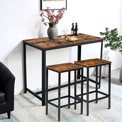 YMYNY Industrial Bar Table, Kitchen Dining Table, Homeoffice Desk with Metal Frame, 47.2 x 23.6 x 35.6 Inches for Living Room, Dining Room, Rustic Brown UTMJ013H