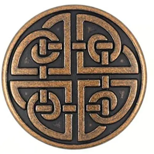 Bezelry 10 Pieces Celtic Shield Knot Metal Shank Buttons. 25mm (1 inch) (Antique Copper)