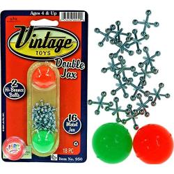 Vintage Toys Double Jax Retro 2 Hi-Bounce Balls & 16 Metal Jacks In/Outdoor Toy small