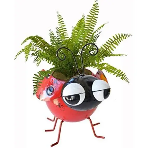 GIFTME 5 Metal Ladybug Flower Planter Garden Pot for Plants Indoor or Outdoor Decorations,7.5Inch GIFTME 5 Metal Ladybug Flower Planter Garden Pot for Plants Indoor or Outdoor Decorations,7.5Inch