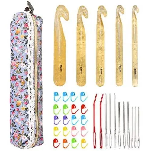 Crochet Hook Set, NuLink 36-Pieces Ergonomic Soft Handle Crochet Yarn Large Eye Blunt Knitting Needles Kit with Case Holders for Beginners Experienced Crochet Hook Set, NuLink 36-Pieces Ergonomic Soft Handle Crochet Yarn Large Eye Blunt Knitting Needles Kit with Case Holders for Beginners Experienced