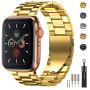 Fitlink Stainless Steel Metal Band for Apple Watch 38/40/42/44mm Replacement Link Bracelet Band Compatible with Apple Watch Series 6 Apple Watch Series 5 Apple Watch Series 1/2/3/4 (Gold,38/40mm)
