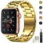 Fitlink Stainless Steel Metal Band for Apple Watch 38/40/42/44mm Replacement Link Bracelet Band Compatible with Apple Watch Series 6 Apple Watch Series 5 Apple Watch Series 1/2/3/4 (Gold,38/40mm)