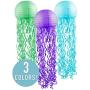 Jellyfish Paper Lanterns 3 Pack Purple Green and Blue Mermaid Under The Sea Ocean Birthday Party Decorations Supplies Easy Setup Room Décor