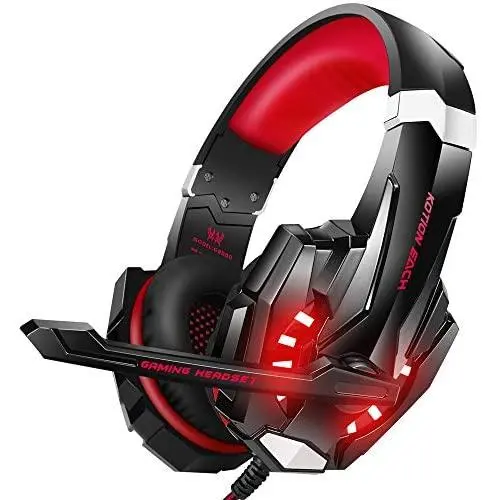 BENGOO Stereo Pro Gaming Headset for PS4, PC, Xbox One Controller, Noise Cancelling Over Ear Headphones with Mic, LED Light, Bass Surround, Soft Memory Earmuffs for Laptop Mac Wii Accessory Kits