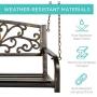 Best Choice Products 2-Person Metal Outdoor Porch Swing, Hanging Steel Patio Bench for Garden Deck w/Floral Accent, 485lb Weight Capacity - Bronze