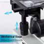 OMAX 40X-2000X LED Binocular Compound Lab Microscope w/ Double Layer Mechanical Stage + Blank Slides, Cover Slips, & Lens Cleaning Paper, M82ES-SC100-LP100