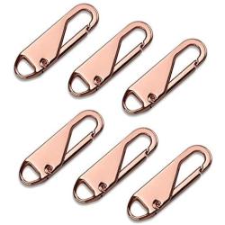 6pcs Zipper Pulls Universal Metal Handle Repair Parts Replacement, for Jacket,Coat,Luggage,Backpack,Handbag(Rose Gold)