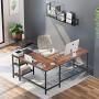 CubiCubi L-Shaped Computer Desk, Industrial Office Corner Desk Writing Study Table with Storage Shelves, Space-Saving, Dark Rustic/Black