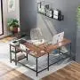 CubiCubi L-Shaped Computer Desk, Industrial Office Corner Desk Writing Study Table with Storage Shelves, Space-Saving, Dark Rustic/Black CubiCubi L-Shaped Computer Desk, Industrial Office Corner Desk Writing Study Table with Storage Shelves, Space-Saving, Dark Rustic/Black
