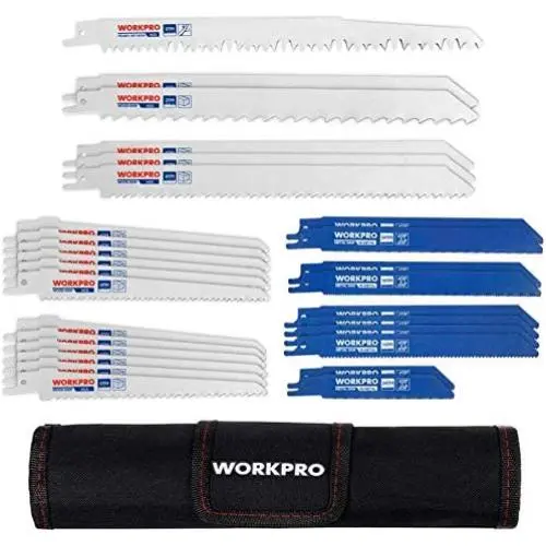 WORKPRO 32-piece Reciprocating Saw Blade Set - Metal/Woodcutting Saw Blades, Pruner Saw Blades with Organizer Pouch WORKPRO 32-piece Reciprocating Saw Blade Set - Metal/Woodcutting Saw Blades, Pruner Saw Blades with Organizer Pouch