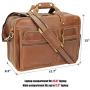 Texbo Mens Solid Full Grain Cowhide Leather Large 17 Inch Laptop Briefcase Messenger Bag Tote with YKK Metal Zippers