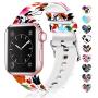 Lwsengme Compatible with Apple Watch Band 38mm 40mm 42mm 44mm, Soft Silicone Replacment Sport Bands Compatible with iWatch Series 5,Series 4,Series 3,Series 2,Series 1 (Flower-17, 38MM/40MM)