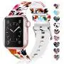Lwsengme Compatible with Apple Watch Band 38mm 40mm 42mm 44mm, Soft Silicone Replacment Sport Bands Compatible with iWatch Series 5,Series 4,Series 3,Series 2,Series 1 (Flower-17, 38MM/40MM)
