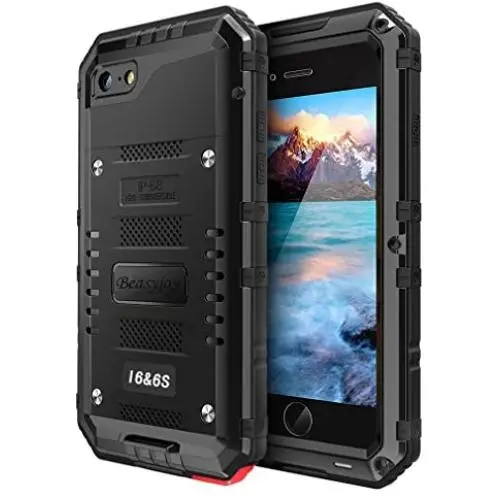 Beasyjoy iPhone 6/6s Metal Case Heavy Duty Waterproof Case Screen Full Body Military Grade Rugged Cover Drop Proof Shockproof Defender Black Beasyjoy iPhone 6/6s Metal Case Heavy Duty Waterproof Case Screen Full Body Military Grade Rugged Cover Drop Proof Shockproof Defender Black
