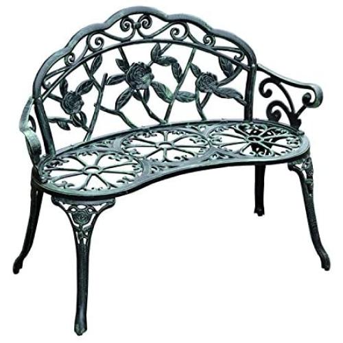 Outsunny 40'' Cast Aluminum Antique Rose Style Outdoor Patio Garden Park Bench - Antique Green