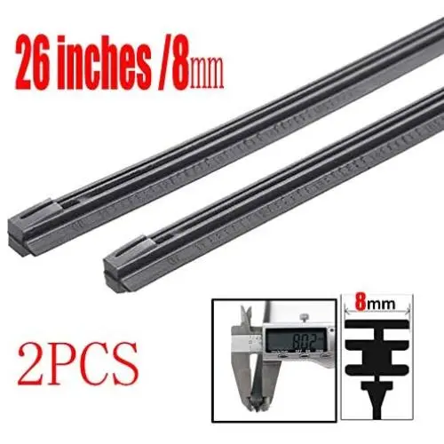 Metal Stents Wiper Strips Insert Rubber strip Blade Refill 8mm Soft 26'' 2pcs Styling Auto Car Vehicle Metal Stents Wiper Strips Insert Rubber strip Blade Refill 8mm Soft 26'' 2pcs Styling Auto Car Vehicle