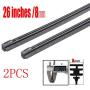 Metal Stents Wiper Strips Insert Rubber strip Blade Refill 8mm Soft 26'' 2pcs Styling Auto Car Vehicle