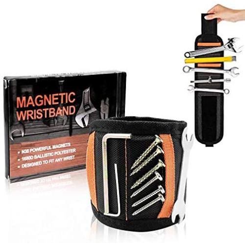 Magnetic Wristband, Tool Belt with 15 Strong Magnets for Holding Screws, Nails, Drill Bits-Tool Gift for Men, DIY Handyman