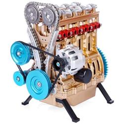 HMANE All Metal Car Inline Four Cylinder Engine Model Mini Assemble Engine Kit Education Toy for Adult