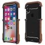 iPhone X Wood Metal Frame Case, Drop Protection Ultra Thin Aluminum Metal Cover Protective Case Shockproof Dropproof Bumper Frame for Apple iPhone X/iPhone tan 5.8inch (Black)