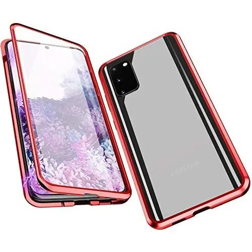CeeDoo Protective Case for Samsung Galaxy S20 Built in Screen Protector Magnetic Flip Cover 360 Degree 9H Tempered Glass with Metal Camera Protector, Red