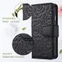 FLYEE Case Compatible with Galaxy S8 (5.8 inch,Released in 2017),Wallet Case for Women and Girls with Card Holder,[Embossed Flower] Premium Flip PU Leather Protective Case with Wrist Strap -Black