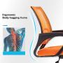 Ergonomic Office Chair Cheap Desk Chair Mesh Computer Chair with Lumbar Support Modern Executive Adjustable Comfortable Mid Back Chair Task Rolling Swivel Chair for Home&Office, Orange