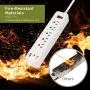SUPERDANNY Mountable Surge Protector Power Strip with USB 5 Outlets 3 USB Ports Extension Cord with A Hook & Loop Fastener, for iPhone iPad Tablet PC Home Office Travel White