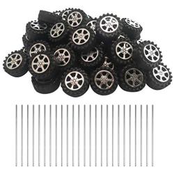 EUDAX 50pcs Plastic Roll 2mm Dia Shaft Toys Wheel and 25Pcs STEM Shaft Round Rod Axles for DIY Toy RC Car Truck Boat Helicopter Model Part