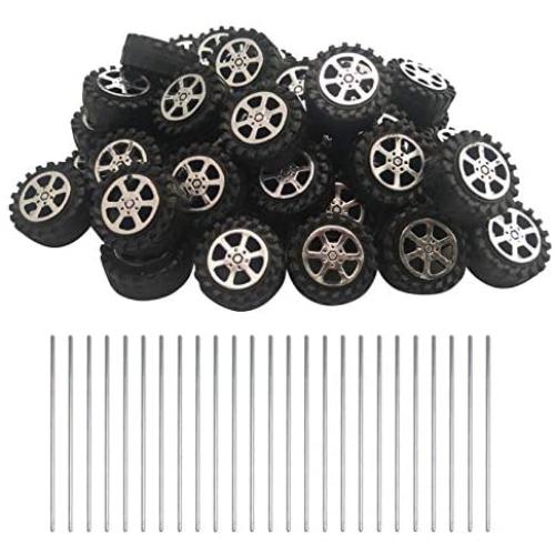 EUDAX 50pcs Plastic Roll 2mm Dia Shaft Toys Wheel and 25Pcs STEM Shaft Round Rod Axles for DIY Toy RC Car Truck Boat Helicopter Model Part