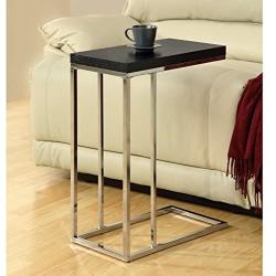 Monarch Specialties 3007, Chrome Accent Metal Base C-Table, Cappuccino