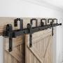 WINSOON 4FT-16FT Metal Sliding Bypass Barn Wood Door Hardware Kit System Bending Design Wall Mount Bracket Fit Double Wooden Doors (10FT)