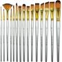 Paint Brush - Set of 15 Art Brushes for Watercolor, Acrylic & Oil Painting - Short Handles