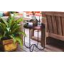 H Potter Outdoor Patio Side Table Antique Copper for Porch Deck Balcony Terrace Indoor Living Room Kitchen Small Spaces Quick Folding Stand Removable Round Metal Tray for Coffee Drinks or Appetizers