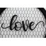 Parisloft Love Round Metal Wall Hanging Art Sign Word Love on Chicken Wire Round Framed and with Fabric Flower 12.2 x 12.2 x 1.4 Inches Black (Love)