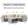 SOLAURA Outdoor Patio Furniture 4-Piece(5 Seats) Furniture Sectional Sofa Set All Weather Conversation Set Warm Grey Wicker with Brown Cushions & Sophisticated Glass Coffee Table SOLAURA Outdoor Patio Furniture 4-Piece(5 Seats) Furniture Sectional Sofa Set All Weather Conversation Set Warm Grey Wicker with Brown Cushions & Sophisticated Glass Coffee Table