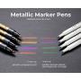 Premium Metallic Marker Pens Fine Tip, Ohuhu Set of 10 Glitter Paint Pen Window Marker for DIY Valentines Day Birthday Card Making, Coloring Book, Scrapbook Photo Album, Rock Art Back To School Gifts