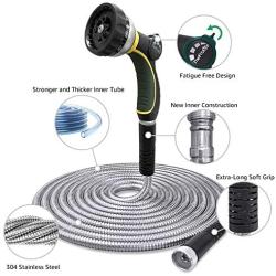 TheFitLife Flexible Metal Garden Hose - Newest Leak and Break Resistant Design, Stainless Steel Water Hose with Upgrade Solid Metal Fittings, Lightweight Kink Free Durable Easy Storage (100 FT)