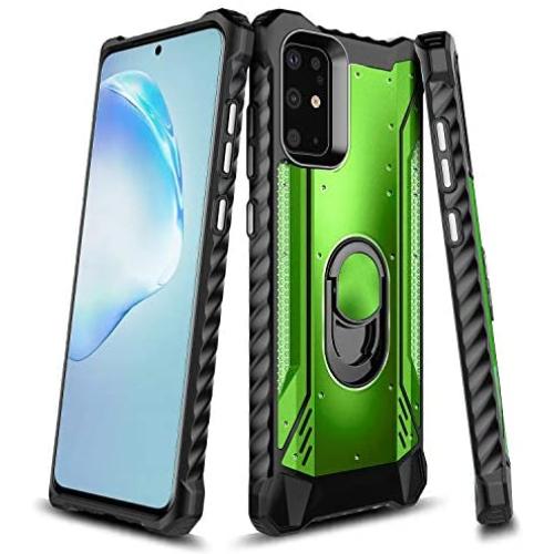 E-Began Case for Samsung Galaxy S20 Ultra, Aluminum Metal Built-in Magnetic Ring Holder Stand, Full-Body Protective Shockproof Military Cover Bumper Case (S20 Ultra 5G, 6.9 inch 2020) -Green