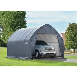 ShelterLogic 11 x 20 x 96'' Garage-in-a-Box All Season Steel Metal Peak Style Roof Portable Outdoor Garage for Crossover Small Trucks and Large Sedans, Grey