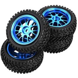 Drfeify RC Truck Wheel Rally Tire, Blue Metal RC Tires Wheel Rally Tyres Upgrade Parts for WL 1/18 A959 A979 A969 RC Crawler Car