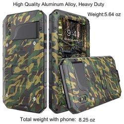 Beasyjoy iPhone Xs/X / 10 Metal Waterproof Case Aluminum Heavy Duty Strong Phone Cover with Screen Protector Shockproof Drop Proof Rugged Durable Hard Military Grade Camo/Camouflage