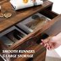WLIVE 4 Drawer Chest, Tall Dresser, Wood Storage Organizer Unit with Sturdy Metal Frame for Bedroom, Living Room or Home Office, Rustic Oak