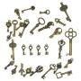 125 PCS Vintage Skeleton Key Set Charms, JIALEEY Mixed Antique Style Bronze Brass Key Set Charms for Pendant DIY Jewelry Making Wedding Party Favors