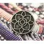 Bezelry 12 Pieces Lotus Blossom Metal Shank Buttons. 20mm (3/4 inch) (Antique Silver)