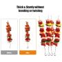Unves Skewers for Grilling - 17'' Long Flat BBQ Skewers Kabob Metal Skewers, Stainless Steel Shish Kebob Sticks for Meat Shrimp Chicken Vegetable(10 Pack Skewers, 10 Silicone Sleeves)