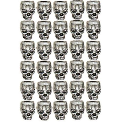 150PCS Antique Tibet Silver Skeleton Skull Metal Spacer Beads, Halloween Bead Great DIY Jewelry Making Crafts Accessories for Necklace, Bracelets and Earrings Making 4mm Hole