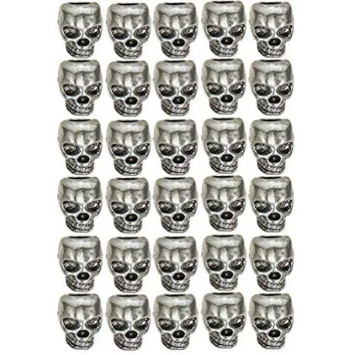 150PCS Antique Tibet Silver Skeleton Skull Metal Spacer Beads, Halloween Bead Great DIY Jewelry Making Crafts Accessories for Necklace, Bracelets and Earrings Making 4mm Hole