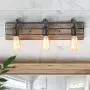LOG BARN Vanity Lights, Bathroom Fixtures in Rustic Wood and Oil Rubbed Metal Finish, Farmhouse Wall Sconces with Adjustable Sockets Over Mirrors LOG BARN Vanity Lights, Bathroom Fixtures in Rustic Wood and Oil Rubbed Metal Finish, Farmhouse Wall Sconces with Adjustable Sockets Over Mirrors